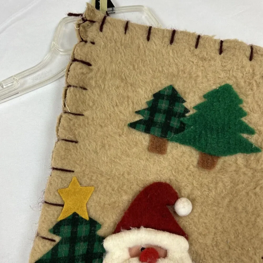 Christmas 23” Stocking Santa Holding A Bear 3D Handmade Holidays Mantel Bee Hive